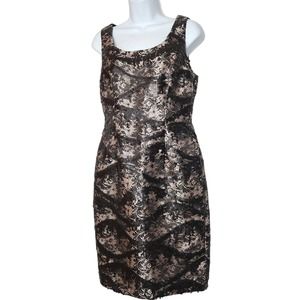 Carmen Marc Valvo Lace Overlay Black Sequin Luxury Sheath Dress Size 4 Women's